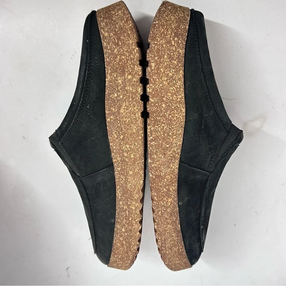 ComfortFusse Leather Clogs Black Slip-On Cork Sole Shoes 42 Men 9 Women 11
